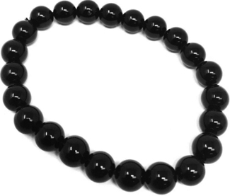 Black obsidian tumbled stone elastic bracelet