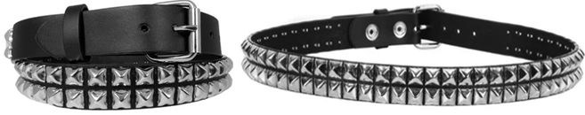 Funk Plus 2 row chrome pyramid stud black leather belt