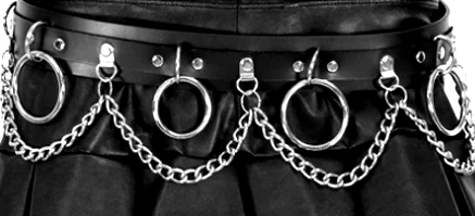 Funk Plus 3 row chrome stud leather belt 2 row grommet