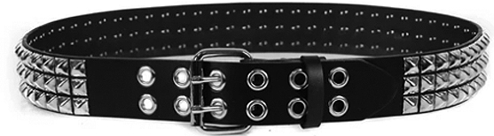 Funk Plus 3 row chrome stud leather belt 2 row grommet