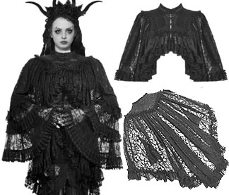 Black lace goth cape/shrug with oversize sleeves