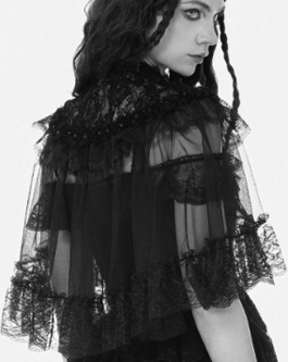 Black lace patchwork cape