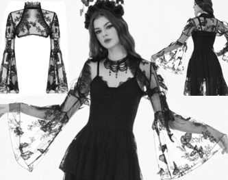 Dark in Love black lace sleeve butterfly pattern ladies' top