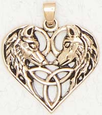 Bronze wolf lovers trinity knot necklace