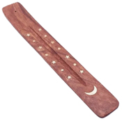 Star moon wood 10 inch incense burner