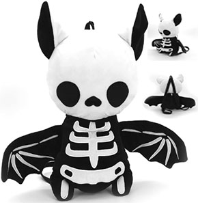 Comeco black skeleton bat plush backpack