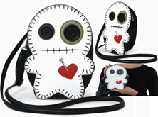 Comeco white vinyl voodoo doll shoulder bag
