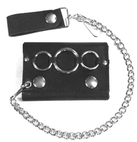 Macorrro three ring trifold leather chain wallet
