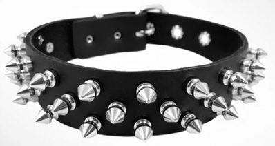 Funk Plus genuine leather 3 row 1/2 inch spike 1 1/8 inch wide choker