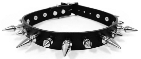 Funk Plus 3/4 inch wide 1/2 inch/1 inch spike leather choker