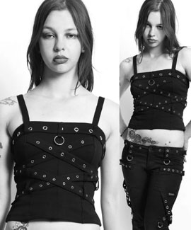 Tripp black Criss Cross O-ring corset ladies' top