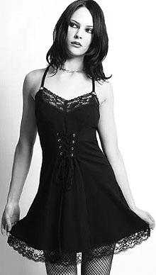 Tripp NYC black cotton spandex mini corset dress 