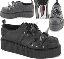 Pleaser/Demonia black pu 2 inch platform lace up unisex oxford creeper with large spikes