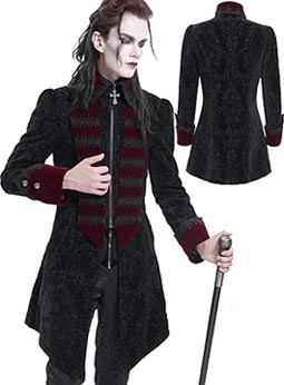 Devil Fashion men's black/red Black Blooded paisley brocade velvet jacket