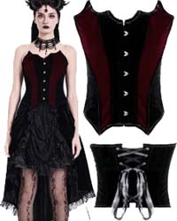 Dark in Love Vampiress Burgundy/black velvet overbust corset