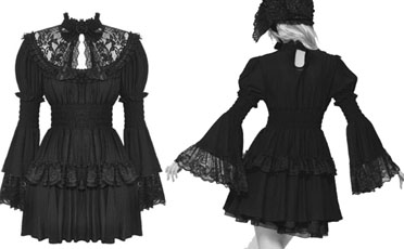 Dark in Love black lace mock neck ruffle bell sleeve dress