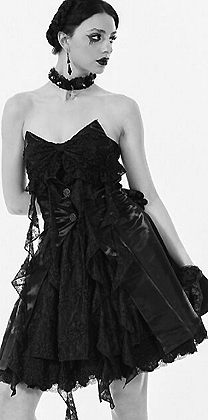 Dark in Love black poly sweetheart cat ear back laced strapless lolita dress