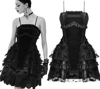  Dark in Love gothic black velvet gothic bat coffin lolita dress