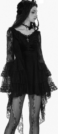 Dark in Love gothic lace high low cross dress