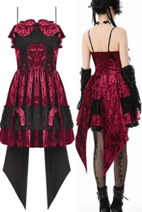 Dark in Love gothic red velvet lolita tail dress