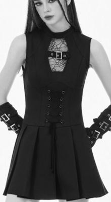 Dark in Love black gothic pleated skirt mini dress