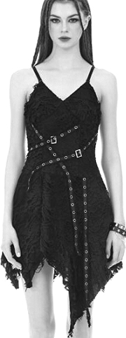 Dark in Love asymmetric distressed mini dress with belt detail