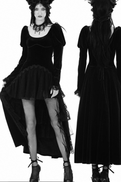 Dark in Love gothic long velvet high low dress