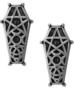 Alchemy fine English pewter Hex Coffin ear studs