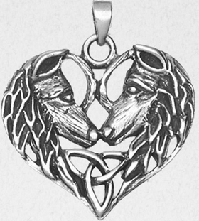 Nirvana pewter celtic wolf lovers trinity knot pendant on cord