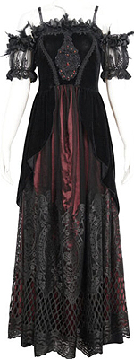 Dark in love long gothic lace off shoulder dress