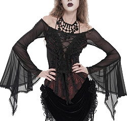 Eva Lady gothic off shoulder lace bell steeve top