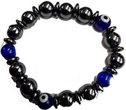 Evil eye stretch bracelet with 10 mm hematite beads