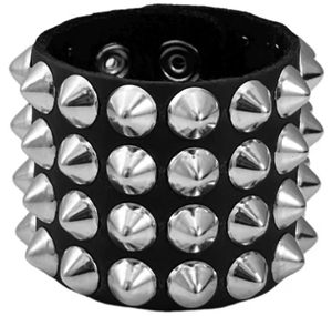 Funk Plus 4 row 1/2 inch conehead stud leather bracelet