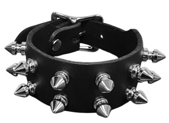 Funk Plus 2 row spike black leather buckle bracelet