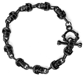 Funk Plus black skull link bracelet