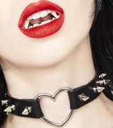Funk Plus heart ring black 1/2 inch spike choker