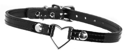 Funk Plus small heart ring patent leather choker