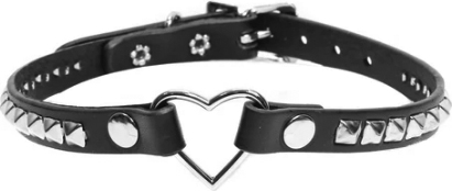 Funk Plus leather mini pyramid stud heart choker