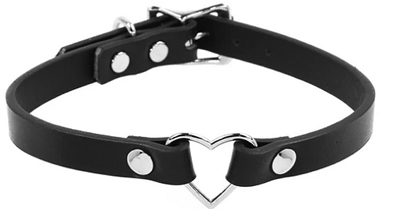 Funk Plus small heart ring black leather choker