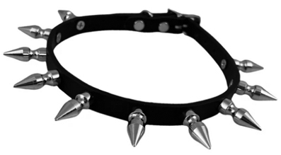 Funk Plus skinny leather choker with one inch spikes