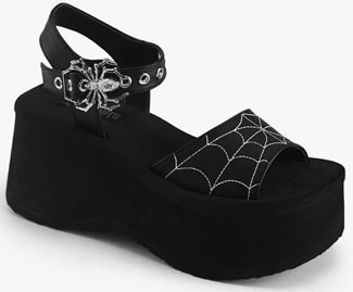 Pleaser/Demonia black pu vegan leather 2 1/2 inch platform women's ankle strap Funn sandal