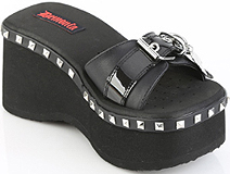 Pleaser/Demonia black smoke pu 2 1/2 inch platform slide sandal