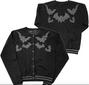 Kreepsville bat flock grey cardigan