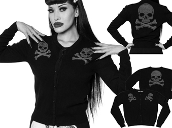 Kreepsville Skull studded cardigan sweater