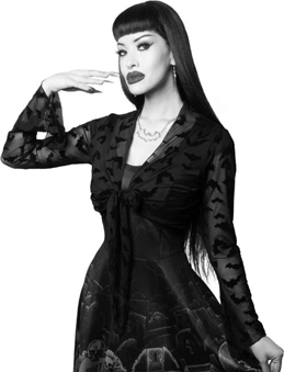 Kreepsville black bat mesh tie top