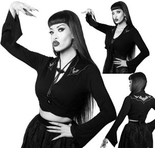 Kreepsville Bat County black knit tie top