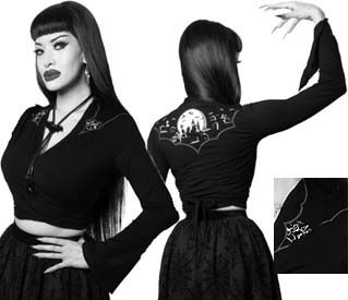 Kreepsville Nighttime Cemetery long sleeve tie top