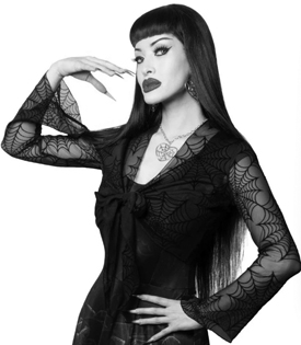 Kreepsville black spiderweb mesh tie top