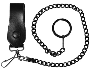 Mascorro 18 in gunmetal wallet chain with leather fob