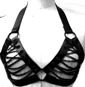 Daisy black chain lace up bra/harness